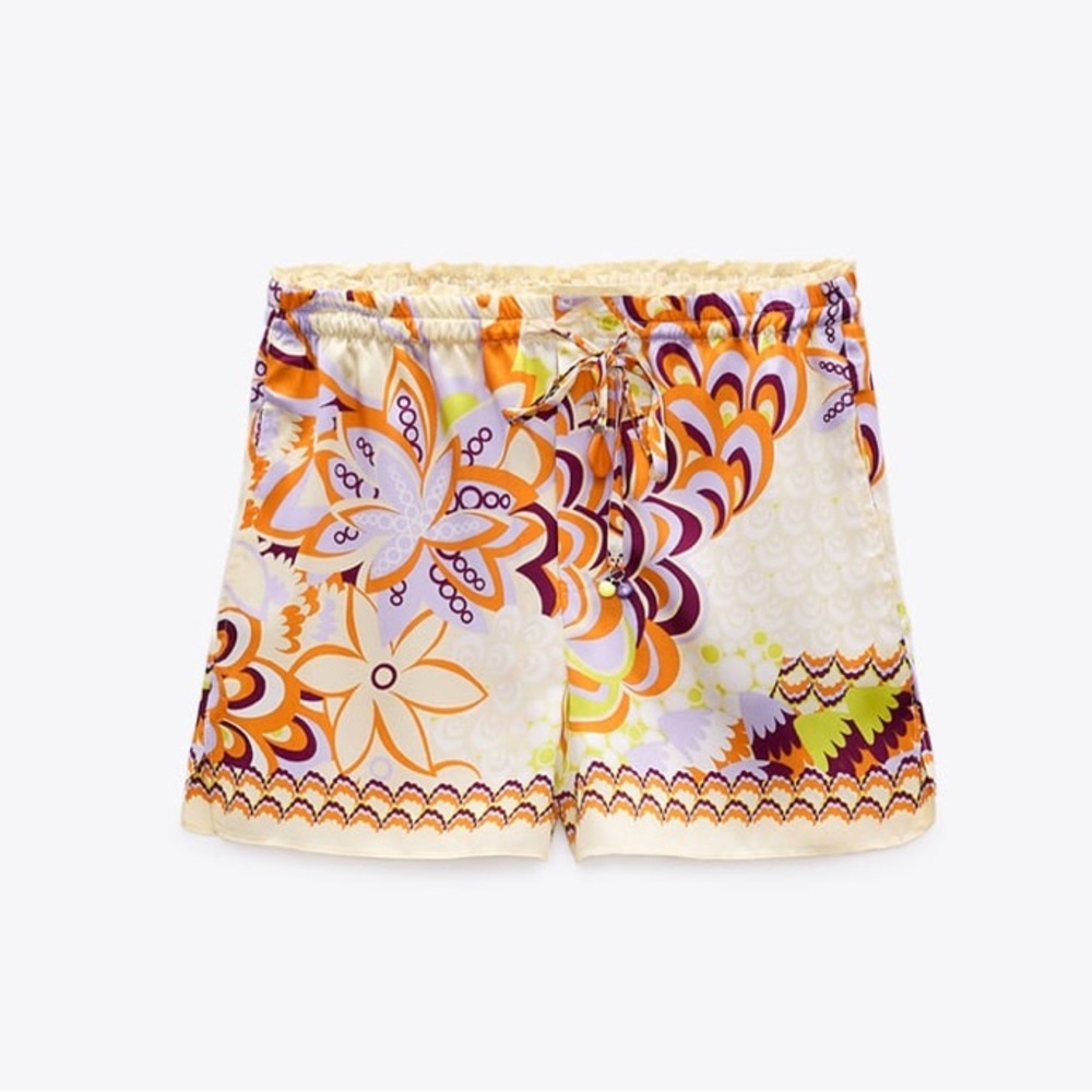 Zara Printed Drawstring Shorts, size small